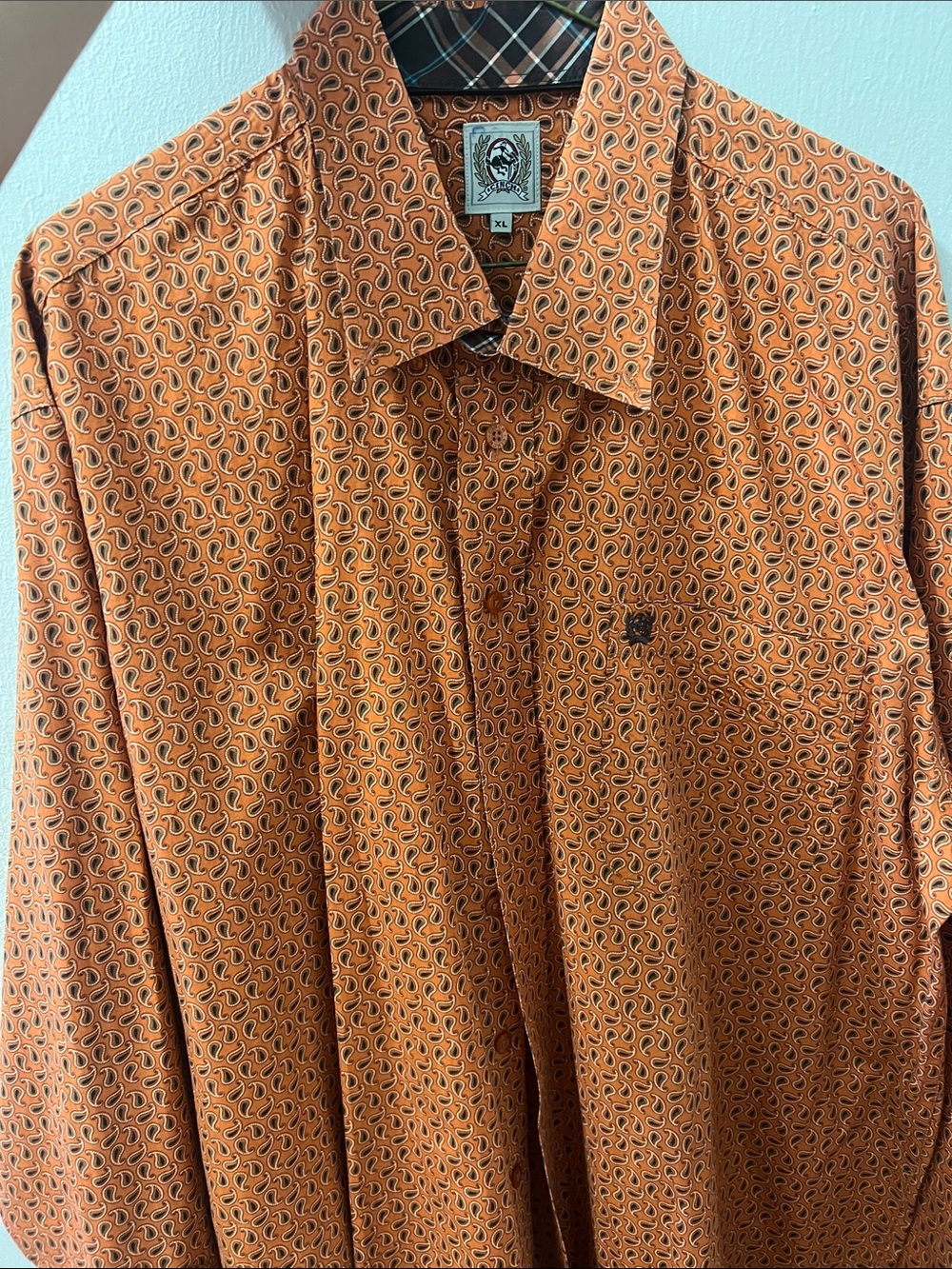 Cinch Men's Orange Paisley Button-Down Shirt